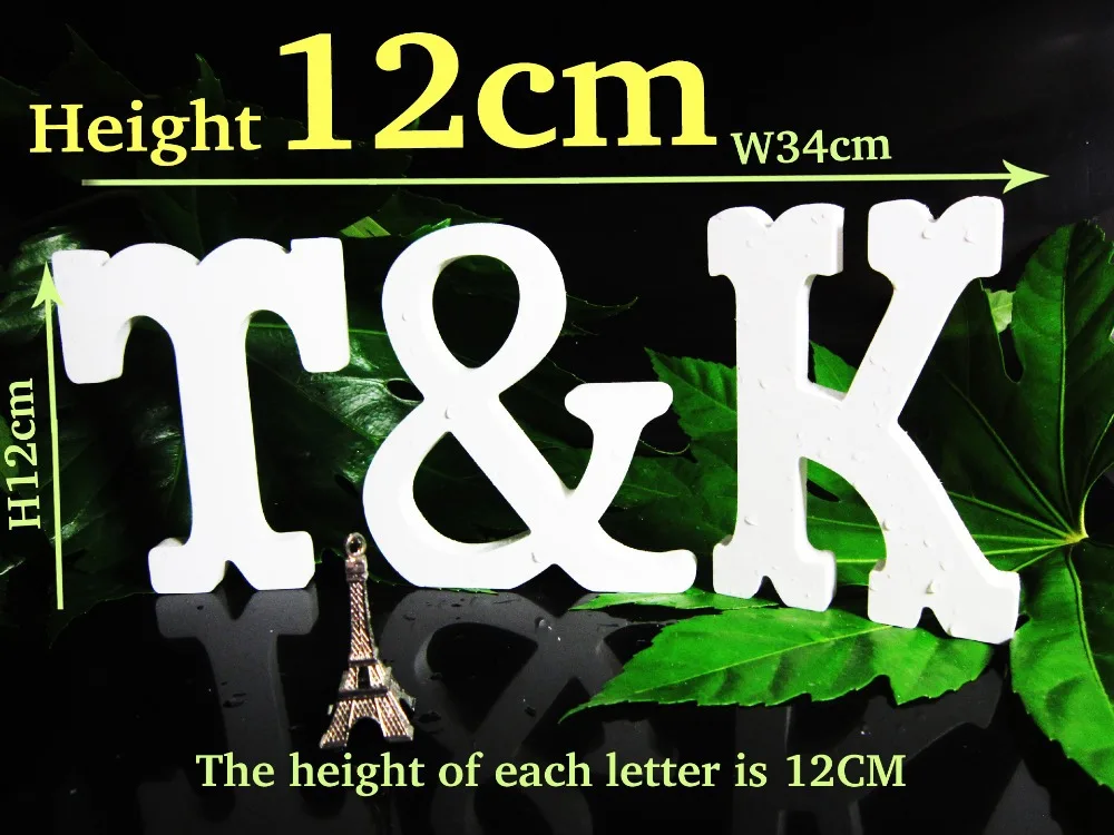 Белые буквы 12 см искусственные деревянные Алфавит A-Z Свадьба День рождения