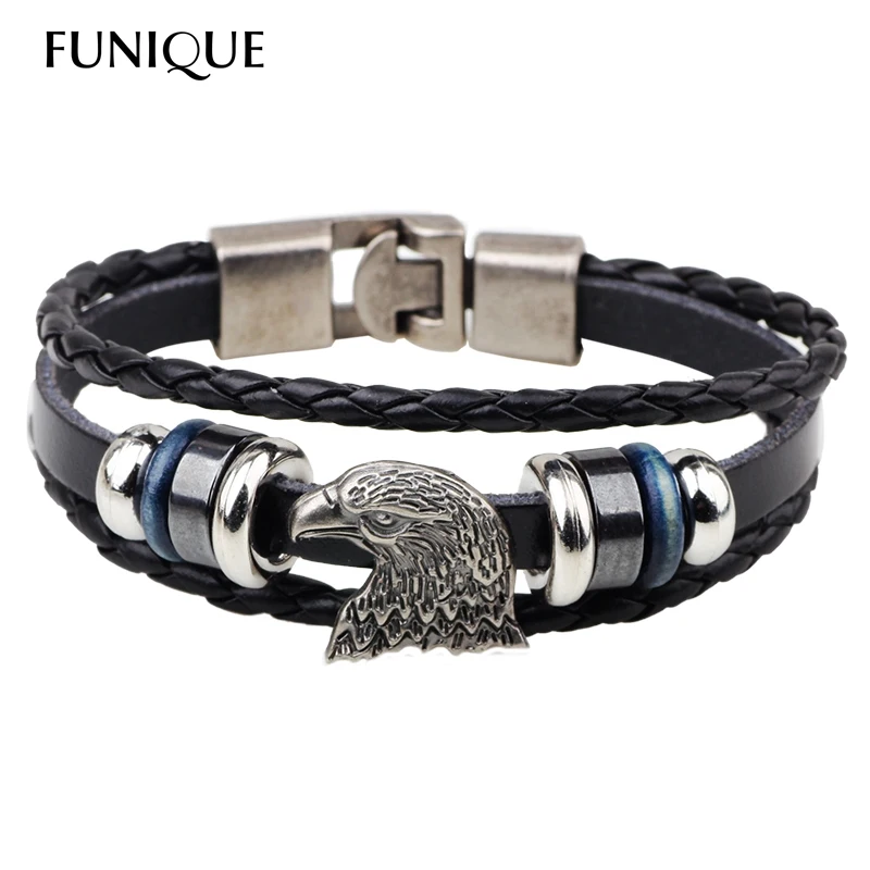 LASPERAL панк Винтажный лысый амулет Орел многослойный браслет из кожи мужской