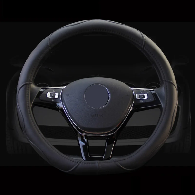 Овчины D Образный Плоским Дном Спорт Рулевого Колеса Автомобиля Крышки PU Кожаный