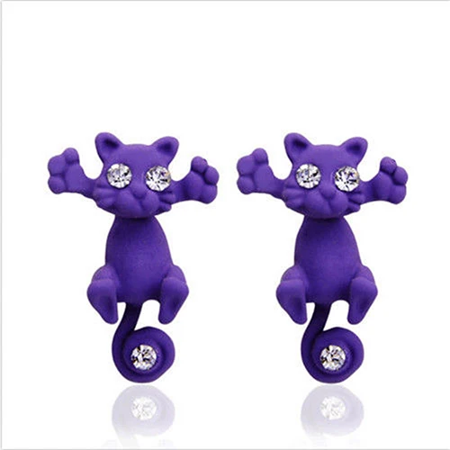 Креативные 3D серьги в виде животных, мультяшный кот, котенок, милые серьги-гвоздики, ювелирные изделия