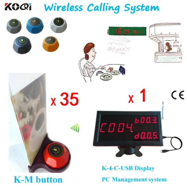 Ресторанное оборудование беспроводная система вызова официанта 1 дисплей 35