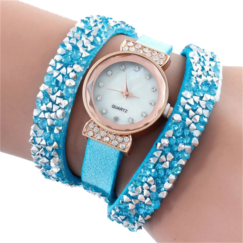 

NEW Strap Watch Women Crystal Sand Large Wrap Bracelet Wristwatch Quartz Watch
