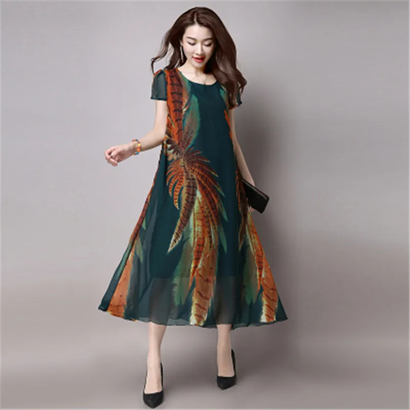 2020 горячее 6XL Новое Женское летнее шифоновое длинное платье среднего размера