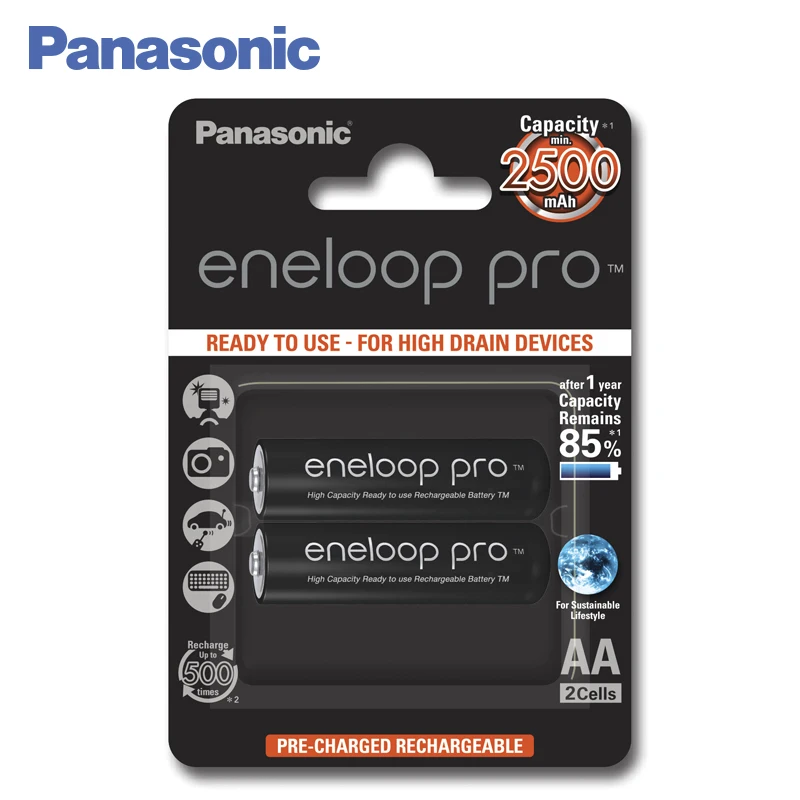 Аккумулятор Panasonic R6 eneloop pro BK 3HCDE/2BE 2500 мАч AA 2 шт.|rechargeable battery|aa 2500mahrechargeable battery aa |