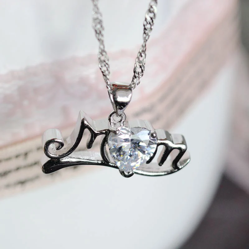 US STOCK 15% Off Simulated Pearl Cubic Zirconia Heart Pendants Mother's Day Female Colar Mom's Necklace Women Uloveido Y123 |