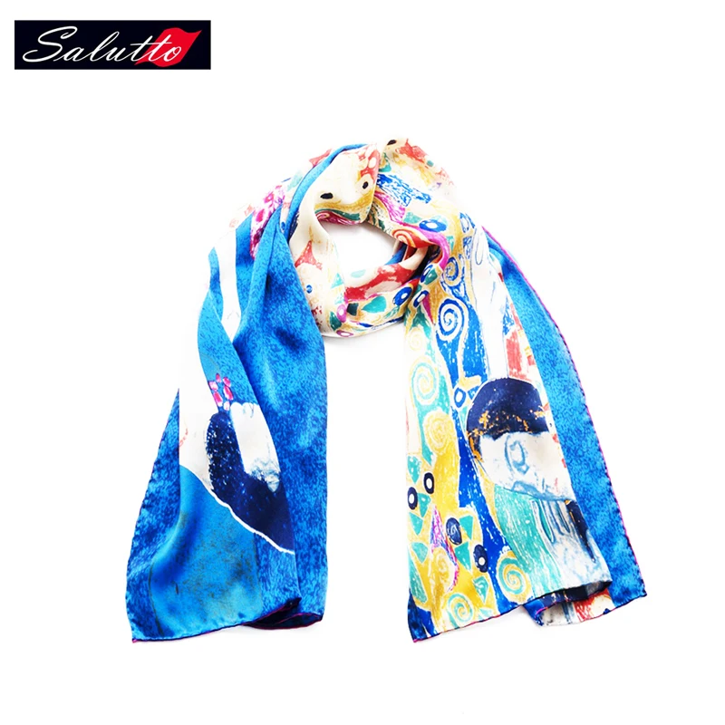 SALUTTO 100% шелковый шарф Ван Гог Картина маслом длинный брендовый женский хит продаж