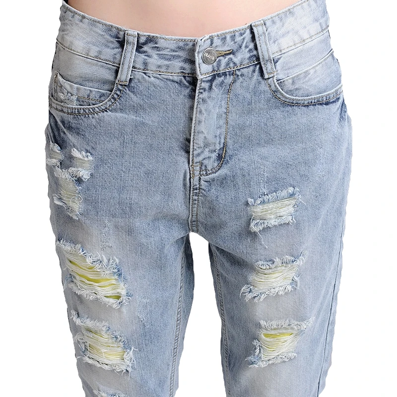 PADAUNGY Ripped Jeans Hole Ankle Length Denim Pants Vintage Jean Sobretudo Feminino Boyfriend Jeggings High Waist Torn Trousers |