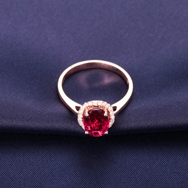 ZOCAI ЗОДИАК драгоценный камень пожарные знаки знаменитостей Природный 1.43CT RUBELLITE красный турмалин бриллиантовое коктейльное кольцо 18 К розовое золото W03412