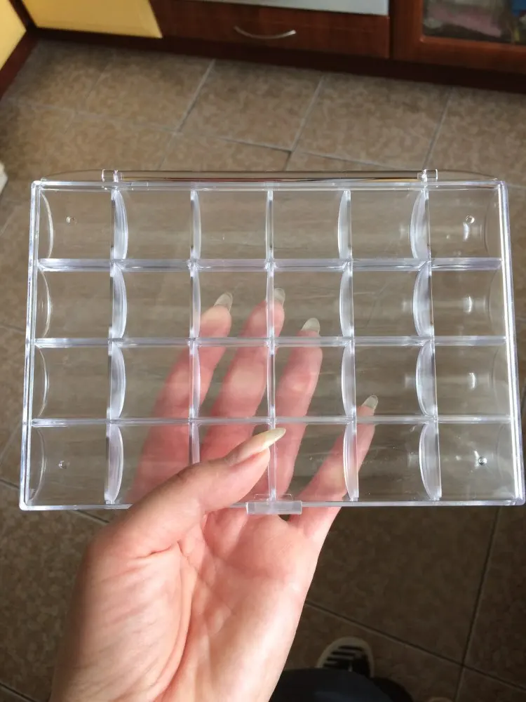 2 шт./лот, 24 Сетки, 18x12x2 см, прозрачная пластиковая коробка для косметики, дизайна ногтей, чехол для таблеток, портативный контейнер для хранения Y2684
