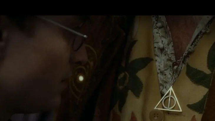 Deathly Hallows ожерелье Luna модное винтажное античное серебро и бронзовый треугольник кулон с вращающимся элементом для мужчин и женщин оптом