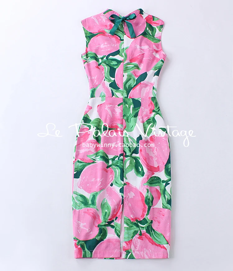 Женское винтажное платье карандаш размера плюс 4xl розовое с лимонным бантом и v