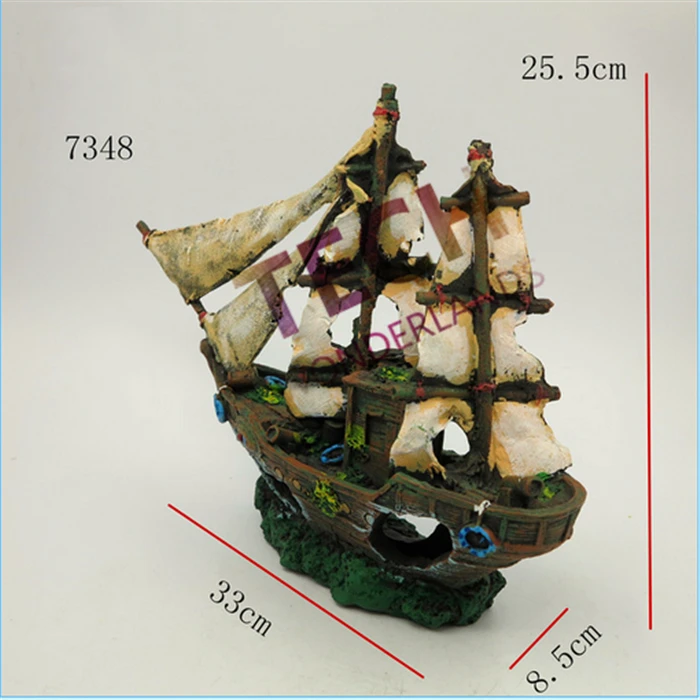 7348 затонувшая лодка аквариумное украшение парусная разрушитель аквариум пещера
