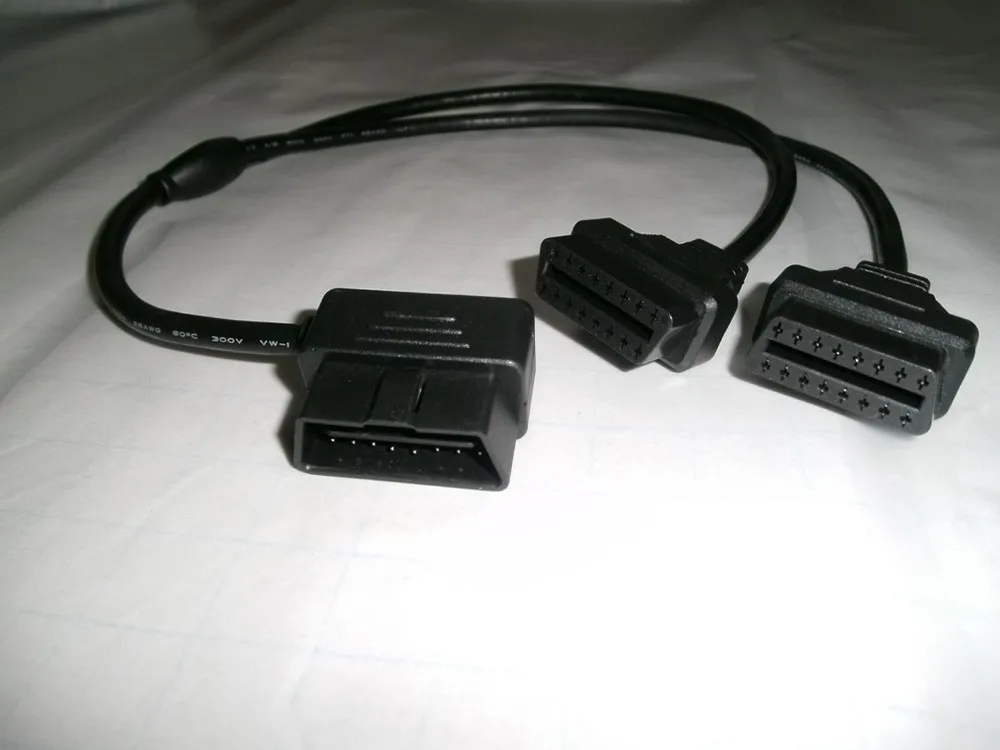 Высокое качество 0,5 м 16 pin OBDII OBD2 сплиттер 16 pin штекер 16 pin Женский удлинитель 90 градусов диагностический кабель elm327 10 шт