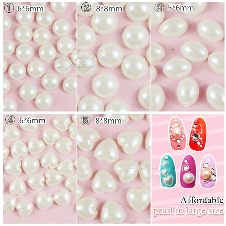 TSZS 75 шт./лот 5 размеров украшение для ногтей 3D плоская задняя сторона половина