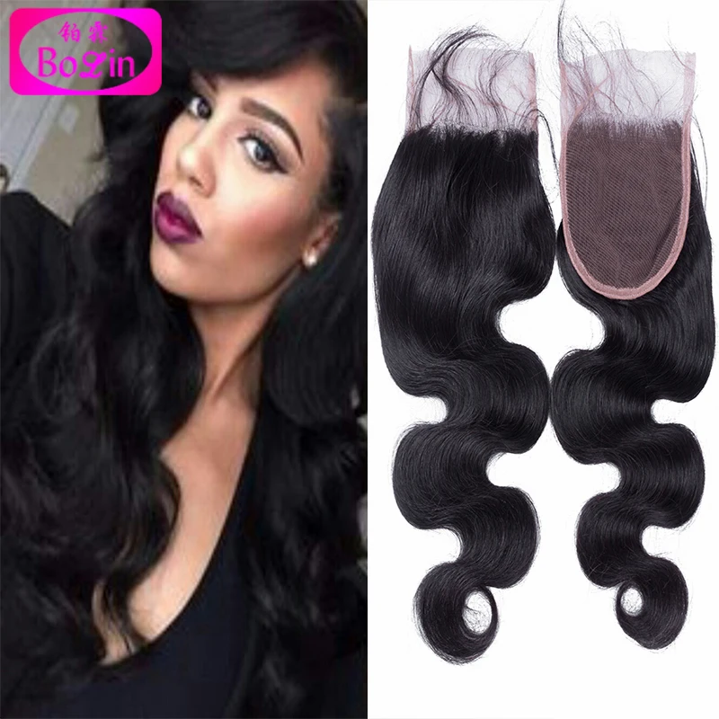 Объемная волна малайзийские волосы 5x5 Кружева Закрытие Малайзии Волна Шнурка