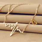 Ожерелье с кулоном в виде сердца ЭКГ, женское длинное ожерелье с воротником, чокер, ожерелья для женщин, колье без воротника, NE456