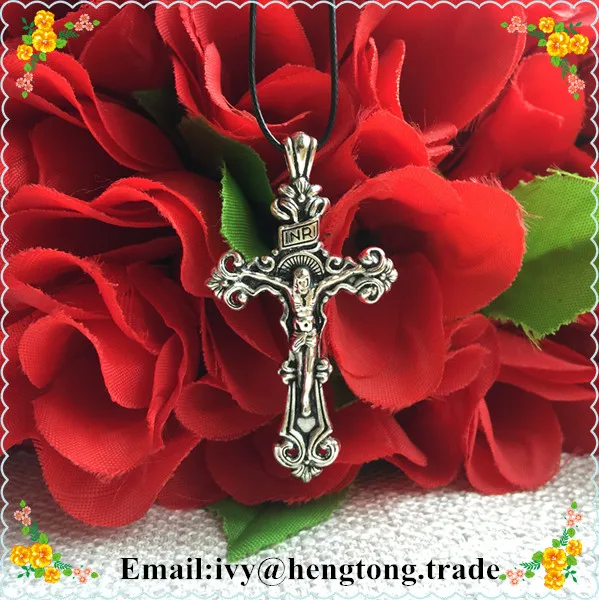 

Wholesale vintage plated silver alloy cross, Jesus religious rosary necklace pendant, charms, cross crucifix for sale freeship