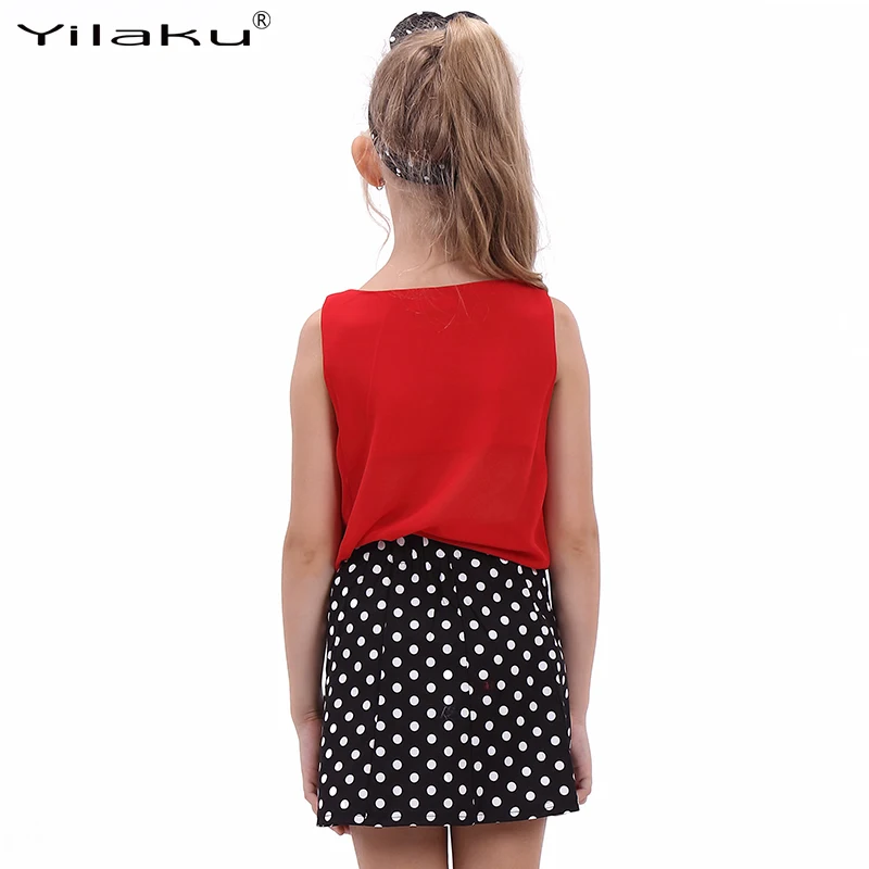 Комплект одежды Yilaku для девочек шифоновая блузка и юбка без рукавов комплект