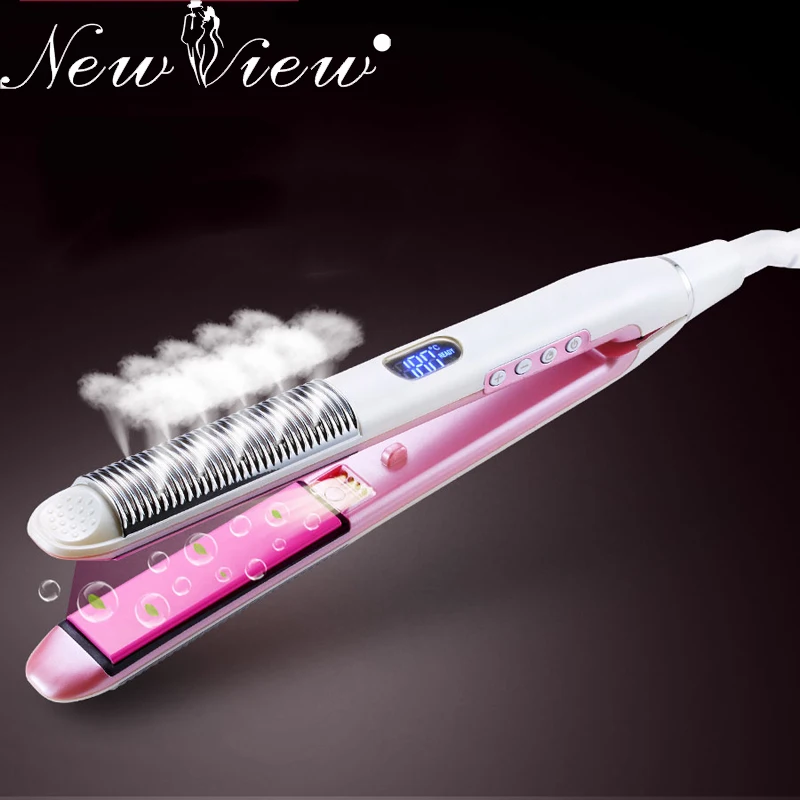 Керамика анион выпрямления волос ЖК дисплей бигуди для завивки Выпрямитель Flat Iron