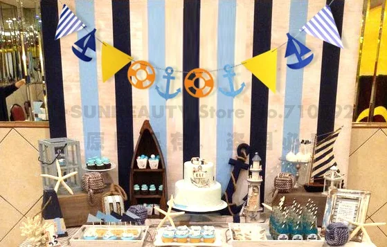 Морской баннер якоря рулевые колеса парусная лодка для маленьких мальчиков