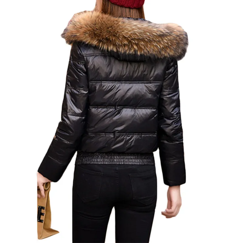 Женская короткая пуховая куртка HIJKLNL теплая с большим воротником из натурального