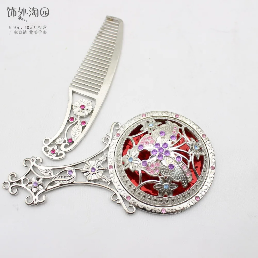 Портативное бронзовое ажурное металлическое зеркало с расческой индивидуальное