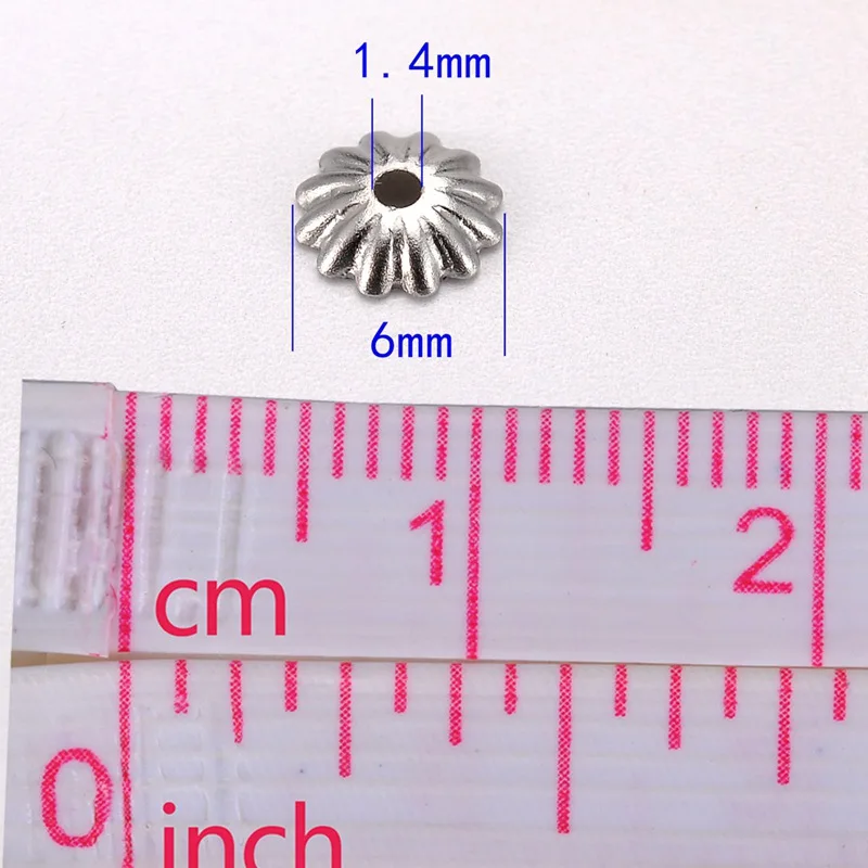 8mm 20pcs 50 шт., нержавеющая сталь, цветы, бусины, колпачки для ювелирных изделий и компоненты, полые колпачки, подходят для DIY аксессуаров, ювелирных изделий - Цвет: 8mm 20pcs