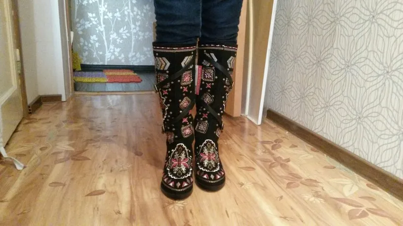 MORAZORA/замшевые сапоги из коровьей кожи женские зимние сапоги с пряжкой осенние сапоги до колена на молнии с вышивкой из яловичного спилка размеры 34-43