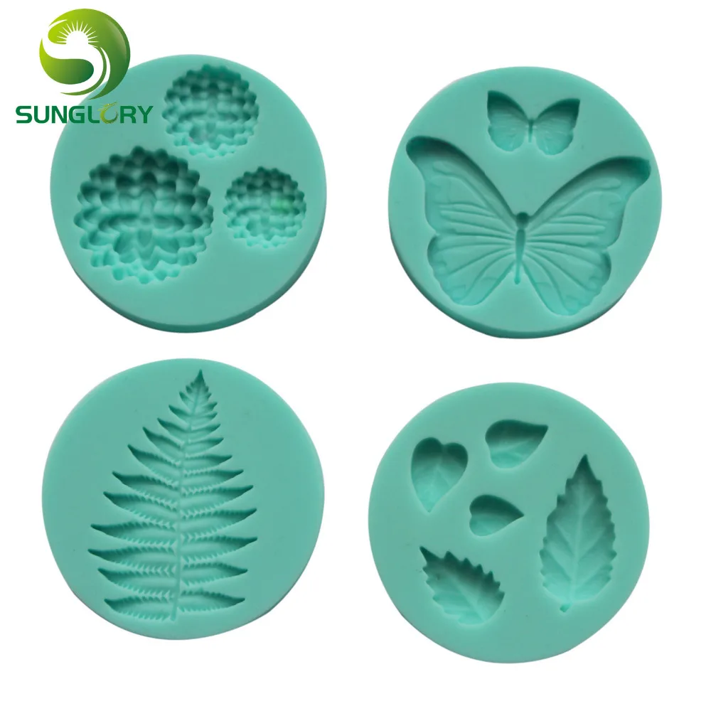 4 шт./компл. силиконовая форма для торта в форме листа бабочки гортензии помадки