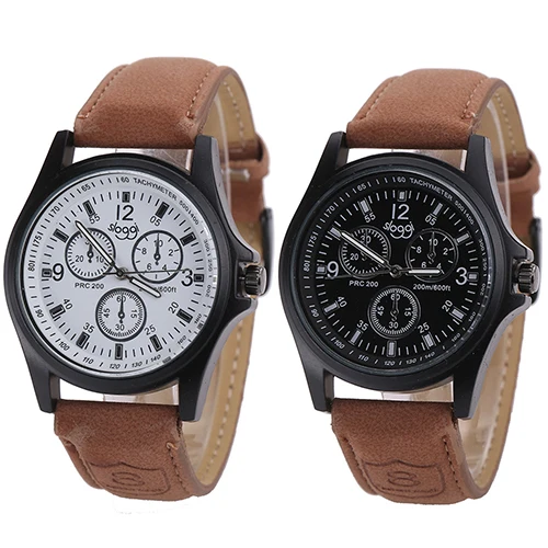 Модная мужская Спортивная Военная искусственного кожаный ремешок аналоговые