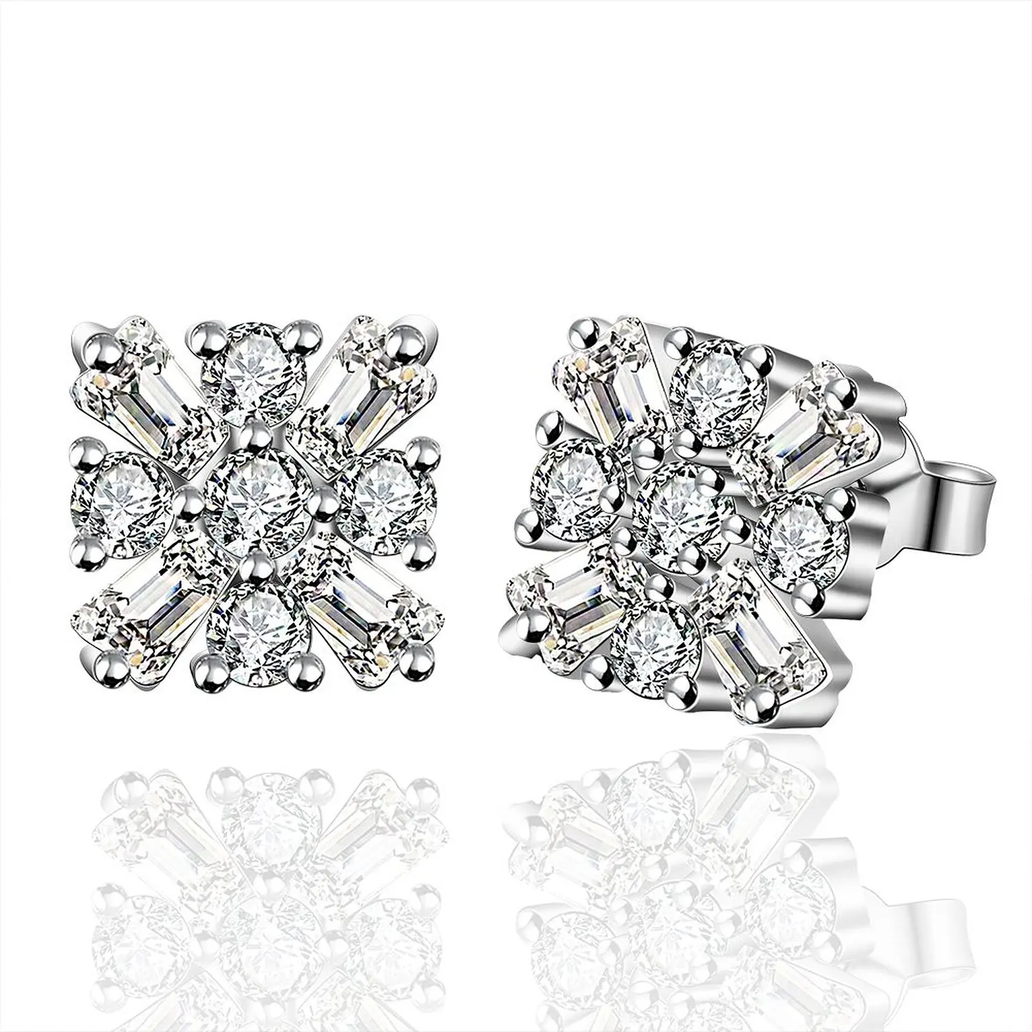 Женские серьги гвоздики из серебра 925 пробы с фианитом|snowflake earrings|fashion stud earringsstud