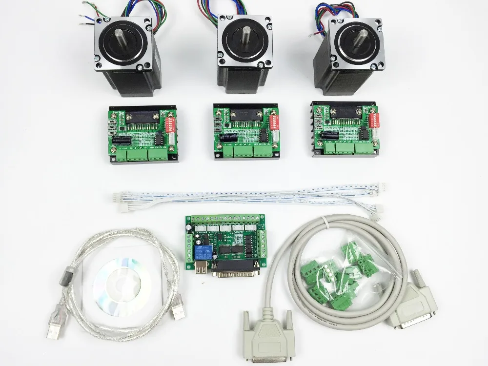 

CNC Router Kit 3 Axis, 3pcs 1 axis TB6560 driver +one interface board + 3pcs Nema23 312 Oz-in stepper motor