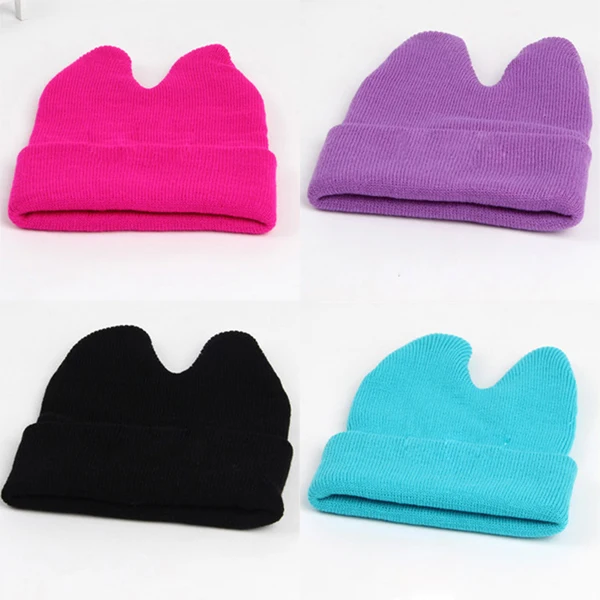 Зимние детские вязаные шерстяные шапки с рогом для мальчиков и девочек Теплая