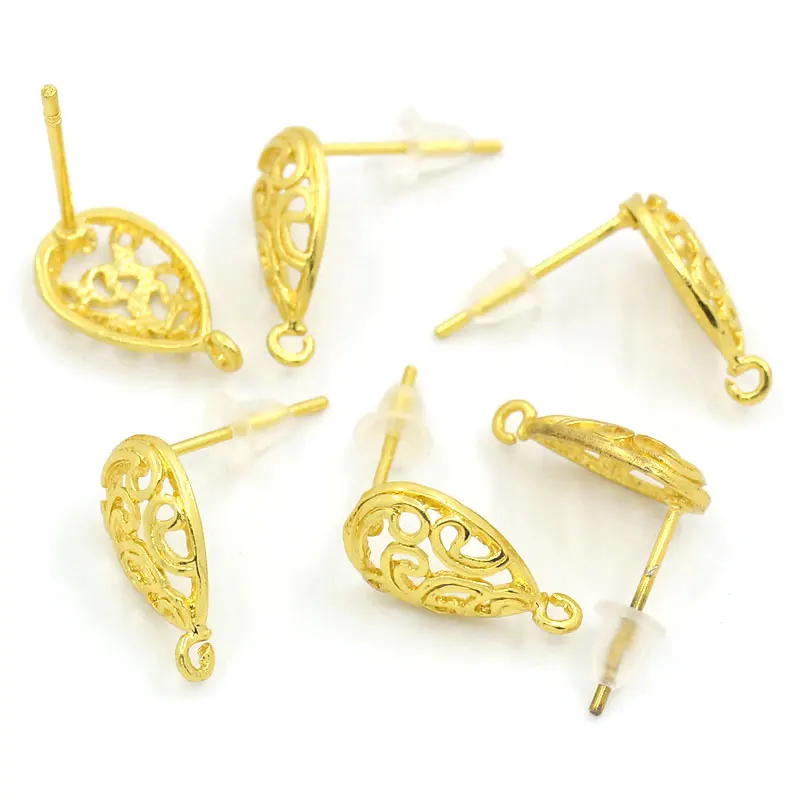 Новинка 10 шт. медных сережек в форме капли воды золотого цвета 15x13 мм аксессуары