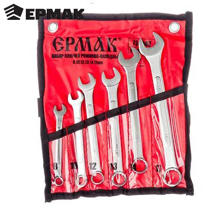 НАБОР КЛЮЧЕЙ РОЖКОВО-НАКИДНЫХ &quotЕРМАК&quot 6 предметов 8-17 мм | Инструменты