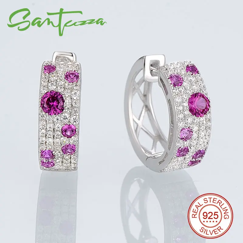 SANTUZZA серебряные серьги для женщин 925 пробы серебряные серьги-клипс Серебро 925 с камнями Кубический Цирконий brincos Ювелирные Изделия