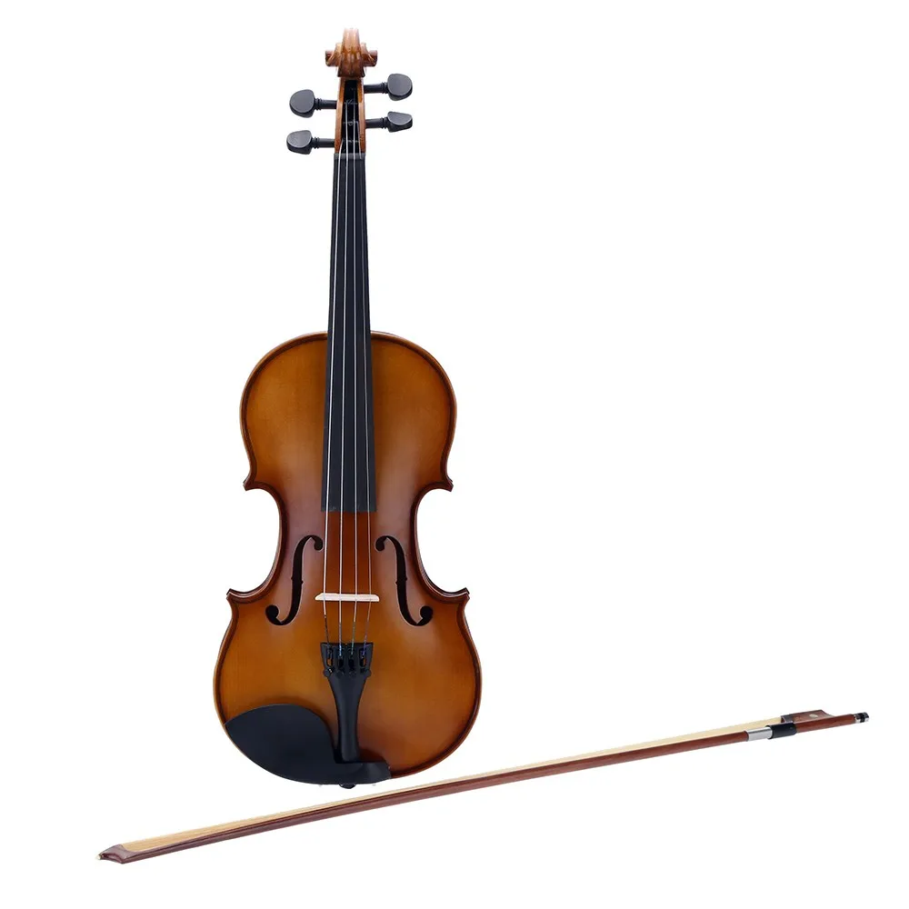 4/4 Full Size Violin Fiddle Basswood Steel String Stringed Musical Instrument for Kids Beginners Circle Style Bow