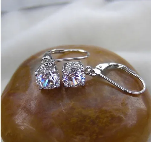 2CT женские серьги-капли из чистого серебра с изящными синтетическими бриллиантами, обручальные серьги для девушек, лучшие ювелирные изделия в подарок