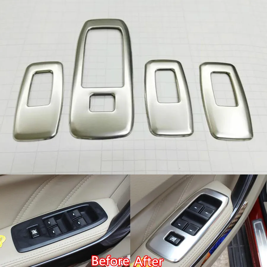 

YAQUICKA 4Pcs Auto Car Interior Armrest Window Adjust Button Switch Frame Cover Trim For Ford Everest 2016 Car-styling Sequins