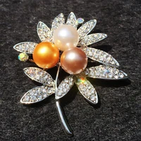 fashion full rhinestones pearl women brooch pinscute flower leaf large brooches in bulk for girls wedding pin brooches