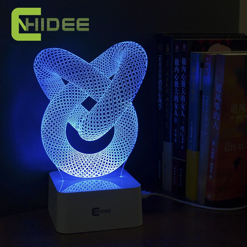 USB Novelty Gift Dimmable 3D Table Lamp Led Night Light Knot Lampara as Home Decor BedRoom Abajur Touch Switch Desk | Освещение