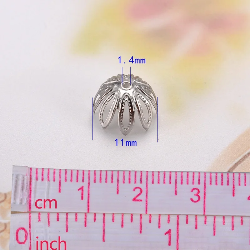 11mm 50pcs 50 шт., нержавеющая сталь, цветы, бусины, колпачки для ювелирных изделий и компоненты, полые колпачки, подходят для DIY аксессуаров, ювелирных изделий - Цвет: 11mm 50pcs