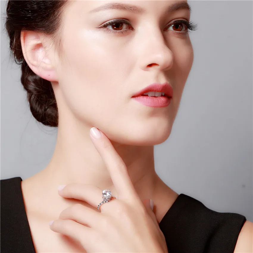 Almei Свадебные 2017 милые кольца с большим камнем для женщин женское кольцо голубым