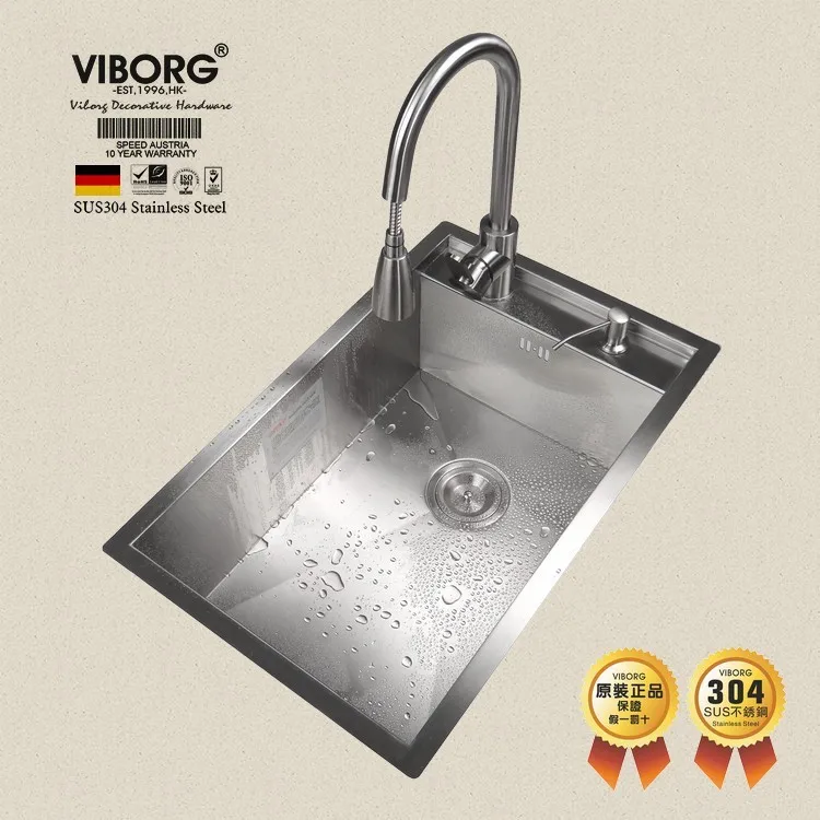 VIBORG Deluxe 304 из нержавеющей стали, без свинца, выдвижной спрей, кухонный кран, смеситель, вытяжной распылитель, кухонный кран, новая модель