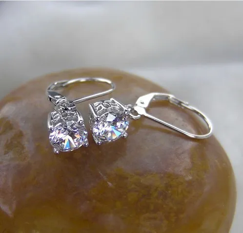 2CT женские серьги-капли из чистого серебра с изящными синтетическими бриллиантами, обручальные серьги для девушек, лучшие ювелирные изделия в подарок