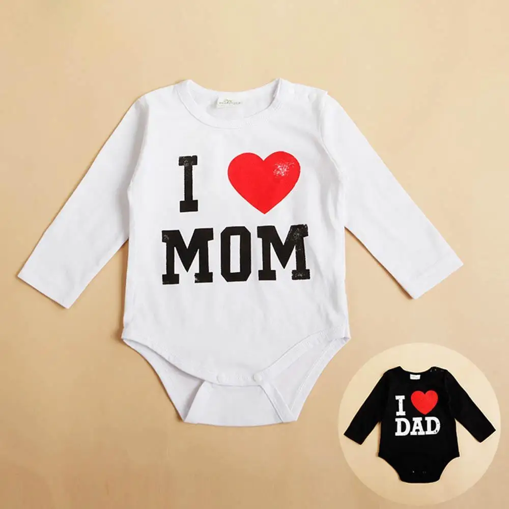 Комбинезон из 95% хлопка с надписью i love mom/DAD для маленьких мальчиков и девочек