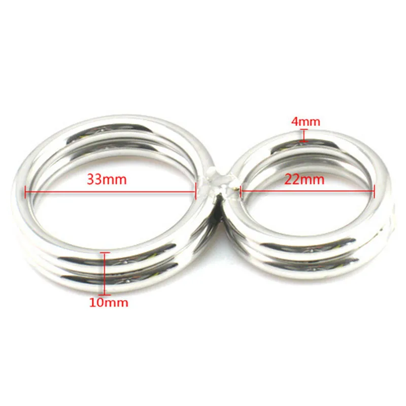 Зажим для пениса кольца задержки 2 петли из нержавеющей стали мужские