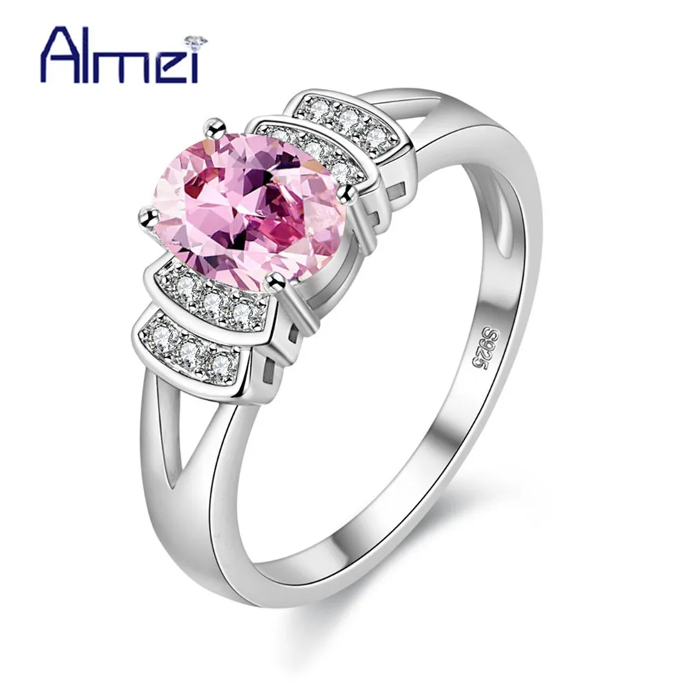 Женское кольцо с голубыми и розовыми камнями Almei необычное ювелирное изделие