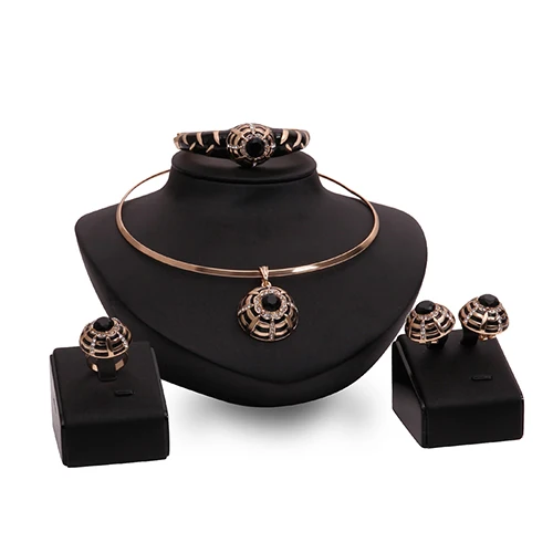 Женщины KC Колье Ожерелье Кольцо Серьги Браслет Комплект Ювелирных Изделий