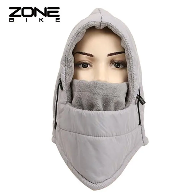 gray ZONEBIKE непромокаемая зимняя теплая шапка для езды на велосипеде, теплая флисовая хлопковая Ветрозащитная маска для лица, Балаклава для сноубординга, спортивный шарф - Цвет: gray